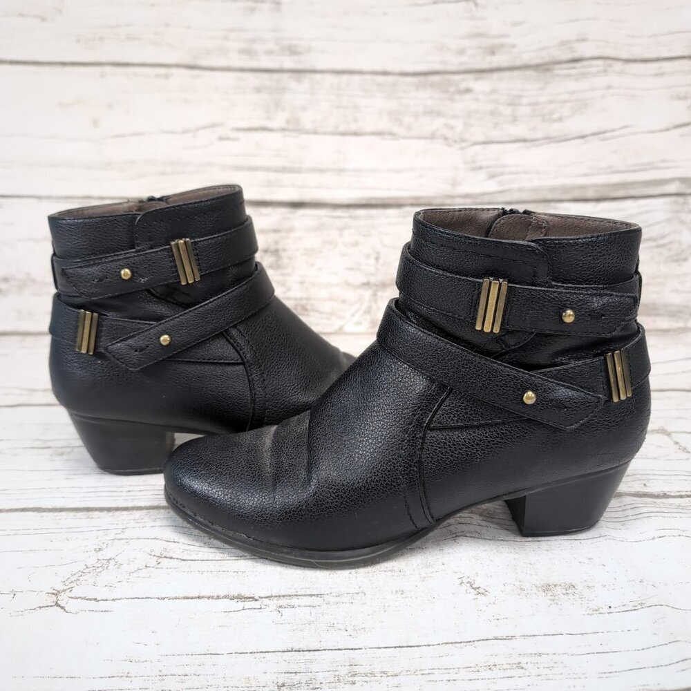 Womens Natural Soul Naturalizer Karmen Faux Black Leather Ankle BOOTS Sz 7.5
